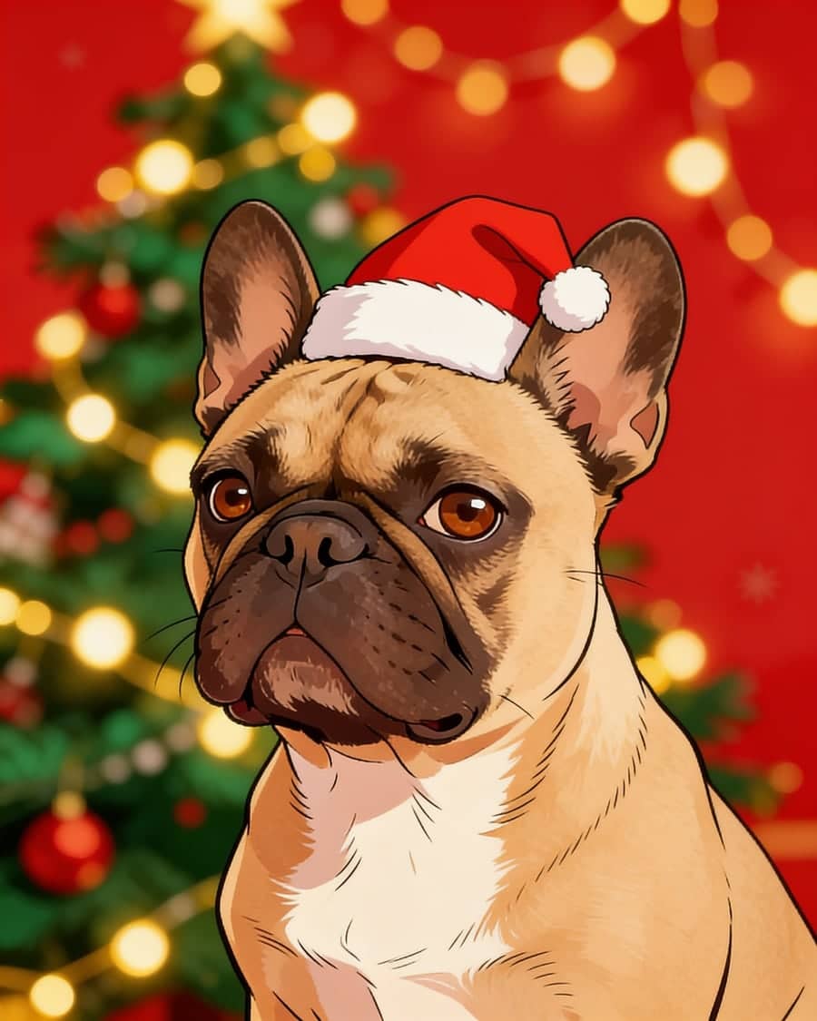 French Bulldog as a christmas AI pet portrait