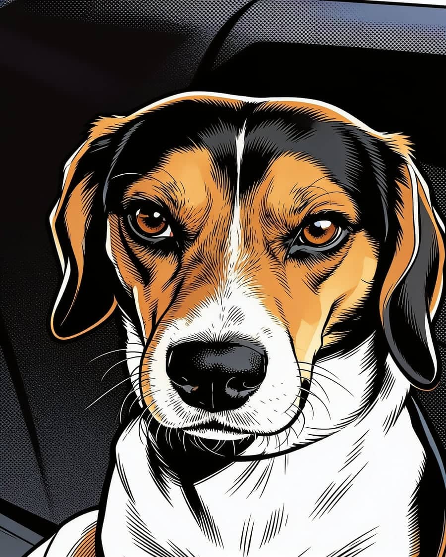 Beagle as a comic AI pet portrait