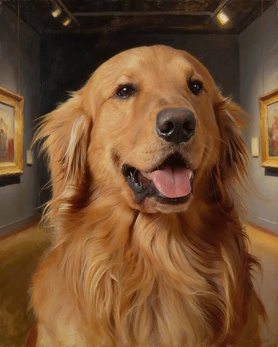 Golden Retriever as a oil painting AI pet portrait