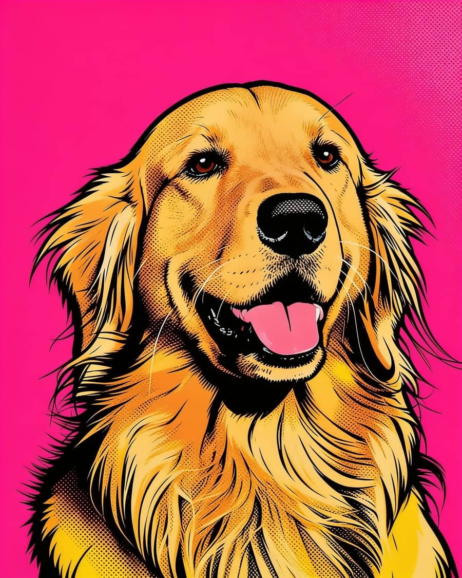Golden Retriever as a pop art AI pet portrait