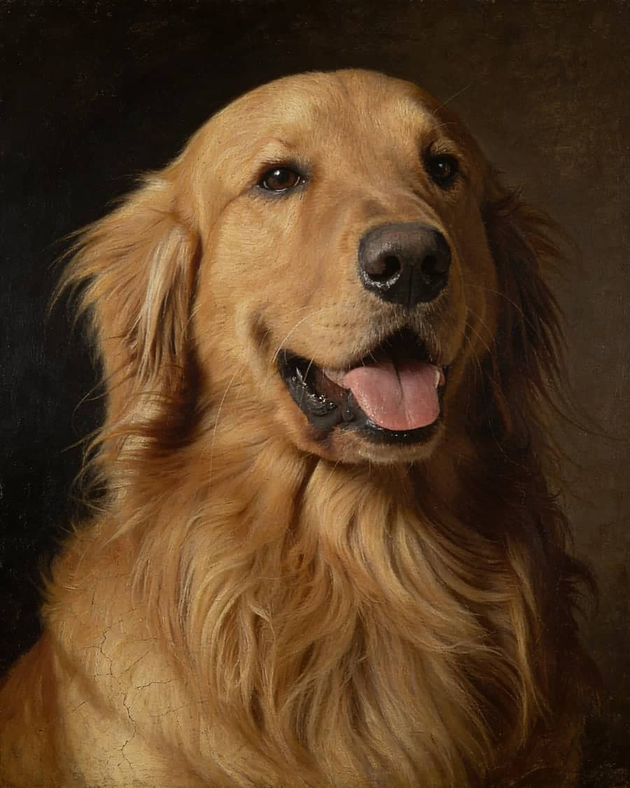 Golden Retriever as a renaissance AI pet portrait