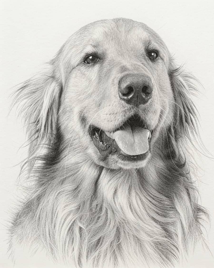 Golden Retriever as a pencil sketch AI pet portrait