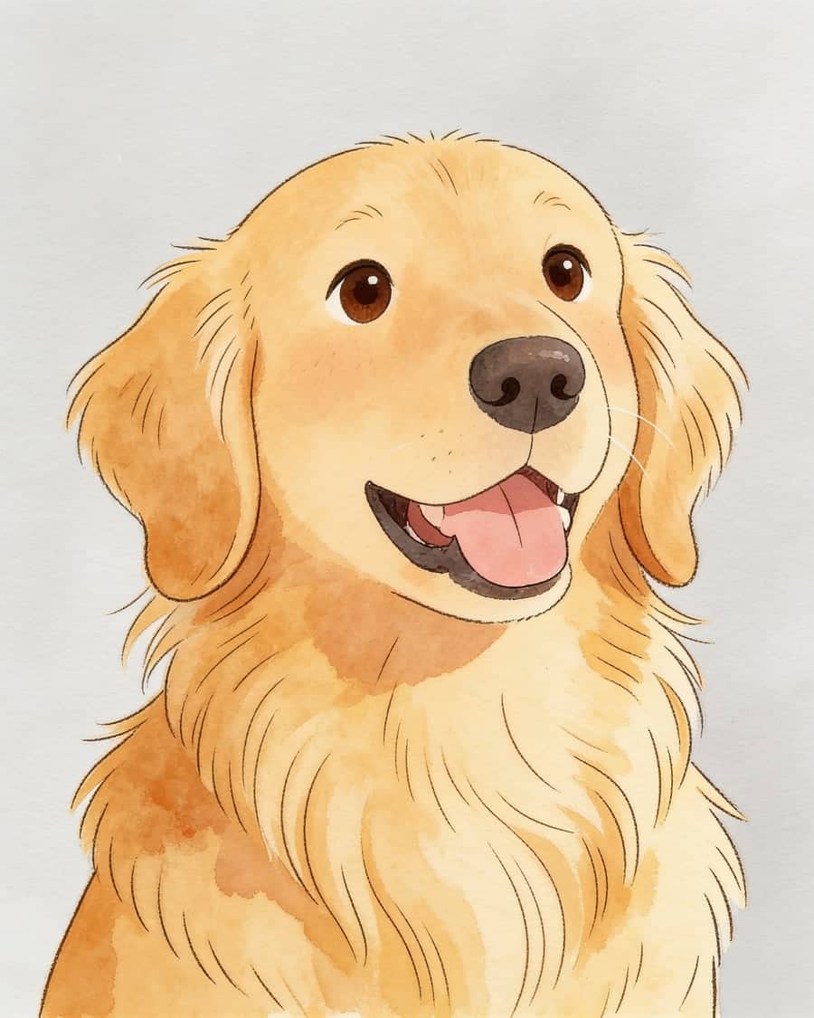 Golden Retriever as a storybook AI pet portrait