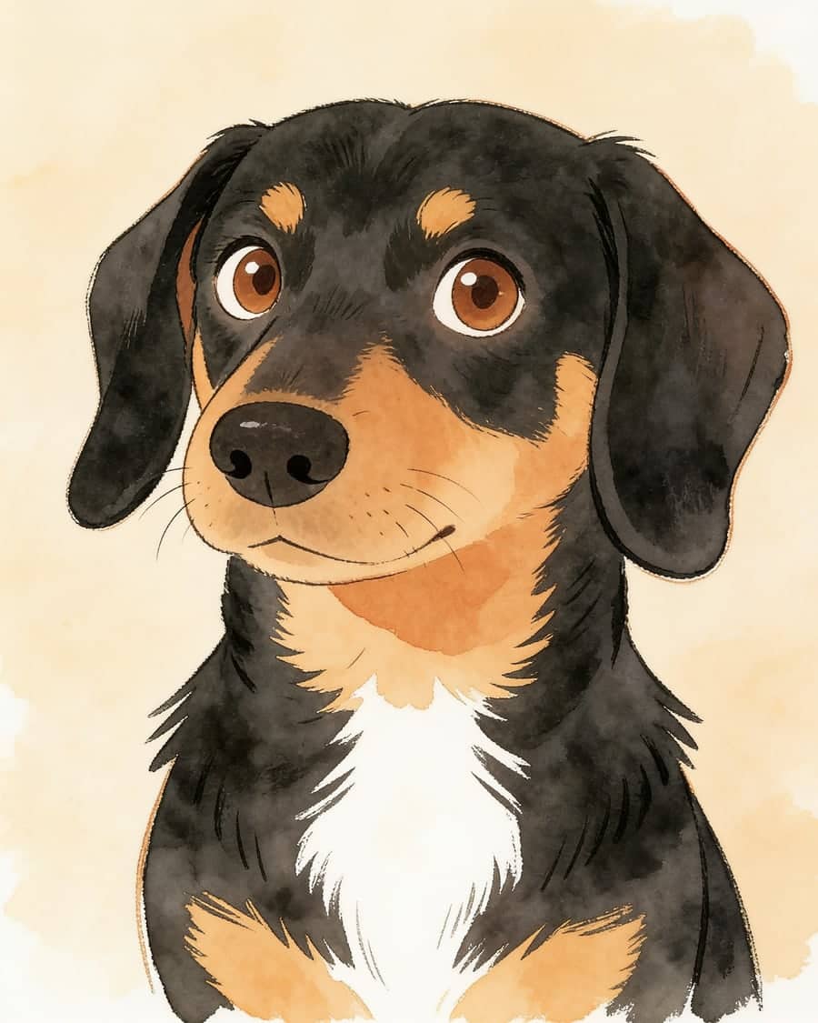 Dachshund as a storybook AI pet portrait